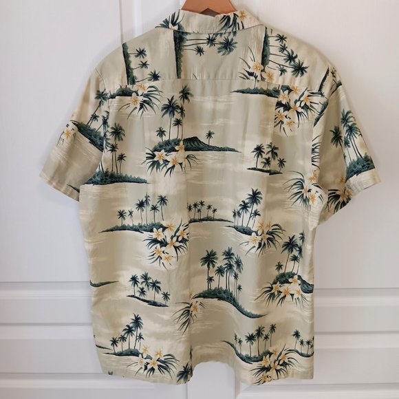 Vintage RJC Men's Pale Yellow Diamond Head View Hibiscus Hawaiian Shirt Size XL - Picture 2 of 14